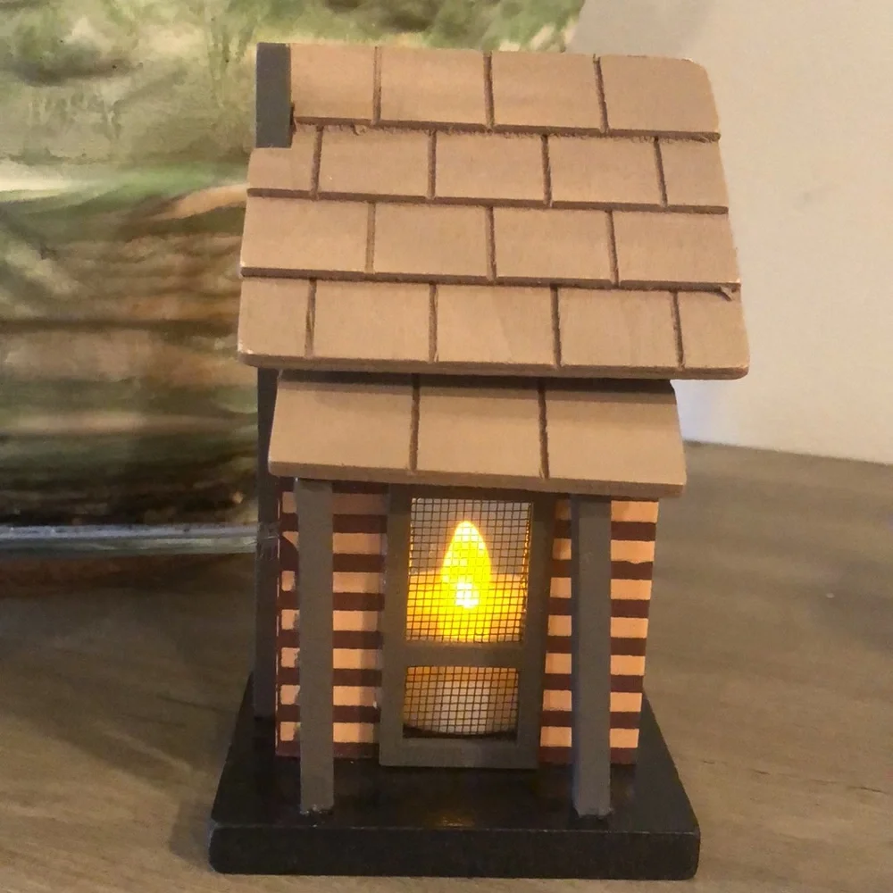 DARICE CRAFTWOOD MINIATURE FIREPLACE, SNOW HOUSE AND LOG HOUSE NIGHT LIGHT